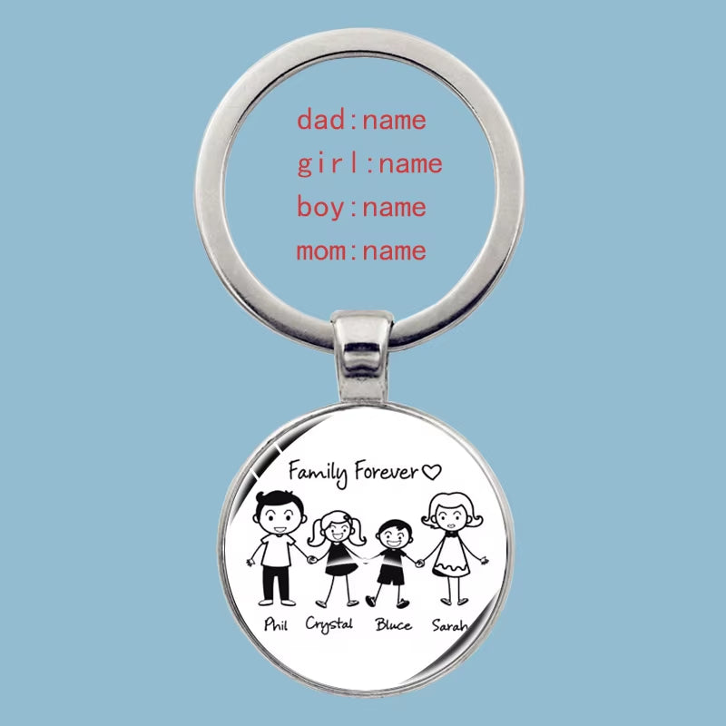 Cute Family Keychain Forever Family Beautiful Family Key Pendant Birthday Baptism Gift School Event Souvenirs Can Be Customized