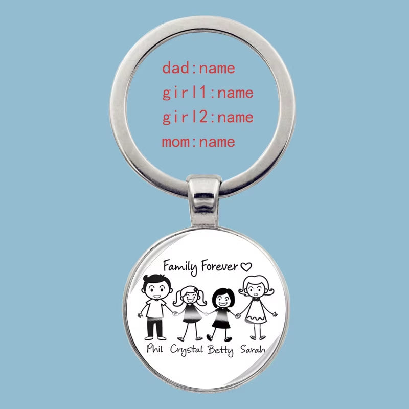 Cute Family Keychain Forever Family Beautiful Family Key Pendant Birthday Baptism Gift School Event Souvenirs Can Be Customized