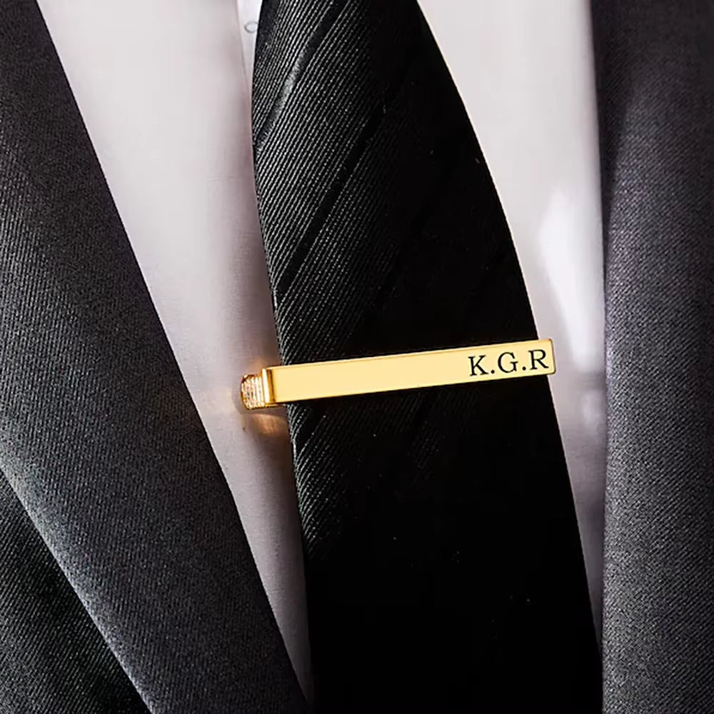 Custom Tie Clip for Men Stainless Steel Man Suit Tie Jewelry Personalise Engraving Name Initials Tie Clip Wedding Groomsmen Gift