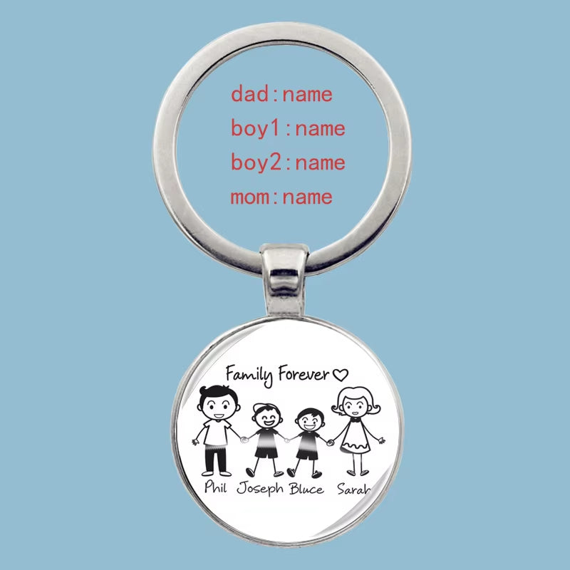 Cute Family Keychain Forever Family Beautiful Family Key Pendant Birthday Baptism Gift School Event Souvenirs Can Be Customized