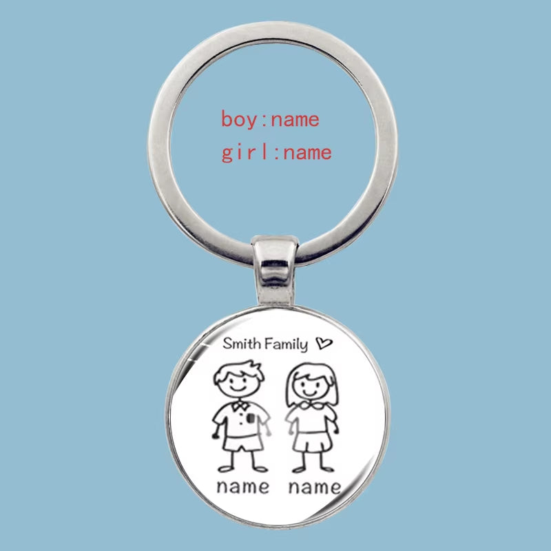 Cute Family Keychain Forever Family Beautiful Family Key Pendant Birthday Baptism Gift School Event Souvenirs Can Be Customized