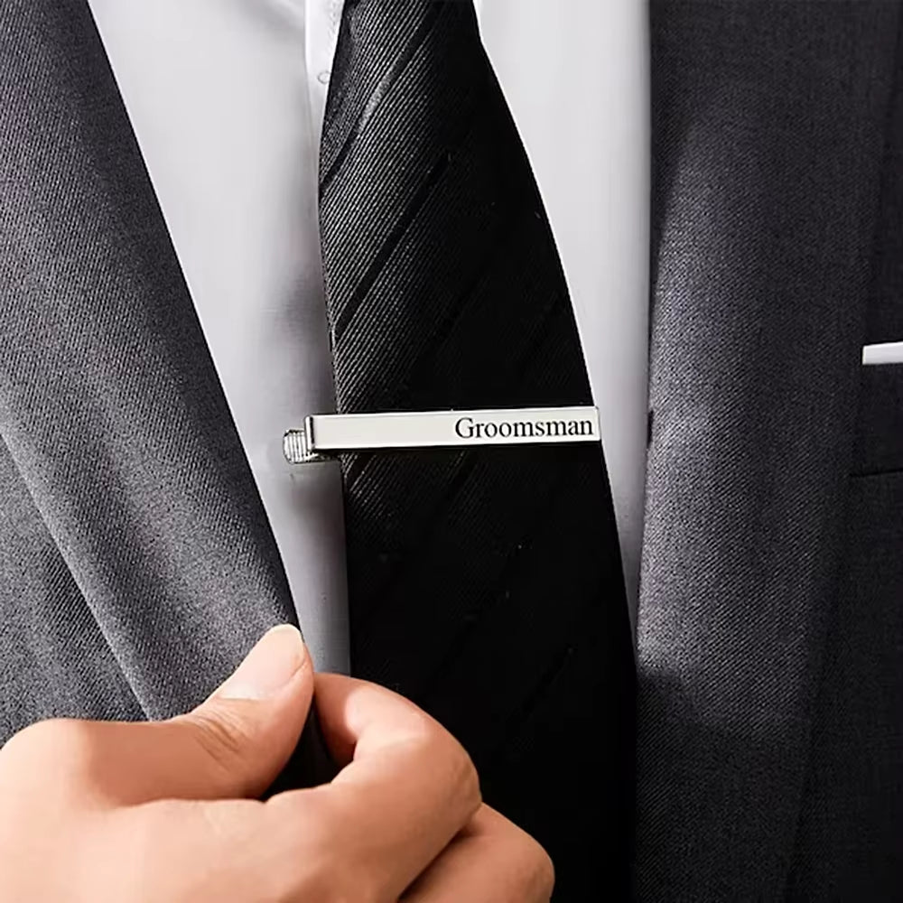 Custom Tie Clip for Men Stainless Steel Man Suit Tie Jewelry Personalise Engraving Name Initials Tie Clip Wedding Groomsmen Gift