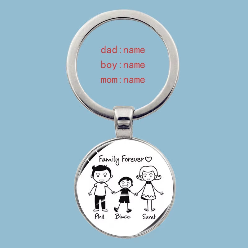 Cute Family Keychain Forever Family Beautiful Family Key Pendant Birthday Baptism Gift School Event Souvenirs Can Be Customized